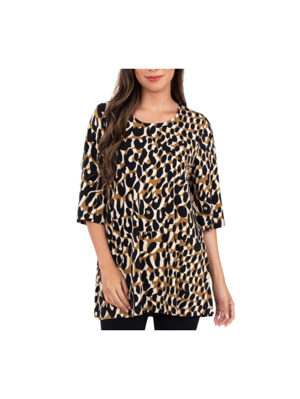 Leota Womens Painterly Leopard Tunic Size XL